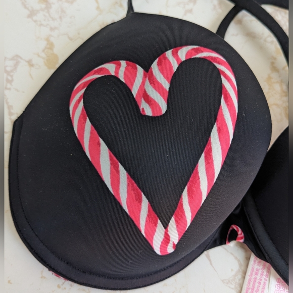 Victoria's Secret Pink Candy Cane Heart Wear Everywhere Push-Up Under Wire Bra - Picture 2 of 7